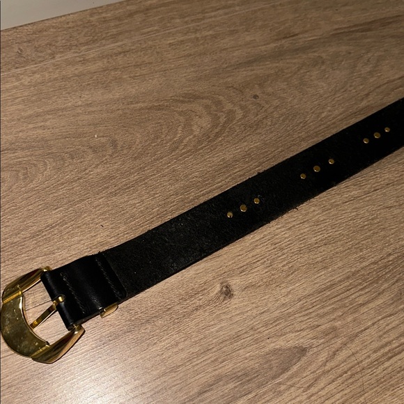 Versace Vintage Medusa Black Leather Gold Accents Belt - Picture 6 of 9
